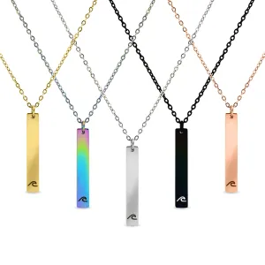 18K PVD Coated Wave Cutout Vertical Stainless Steel Bar Necklace / SBB0298