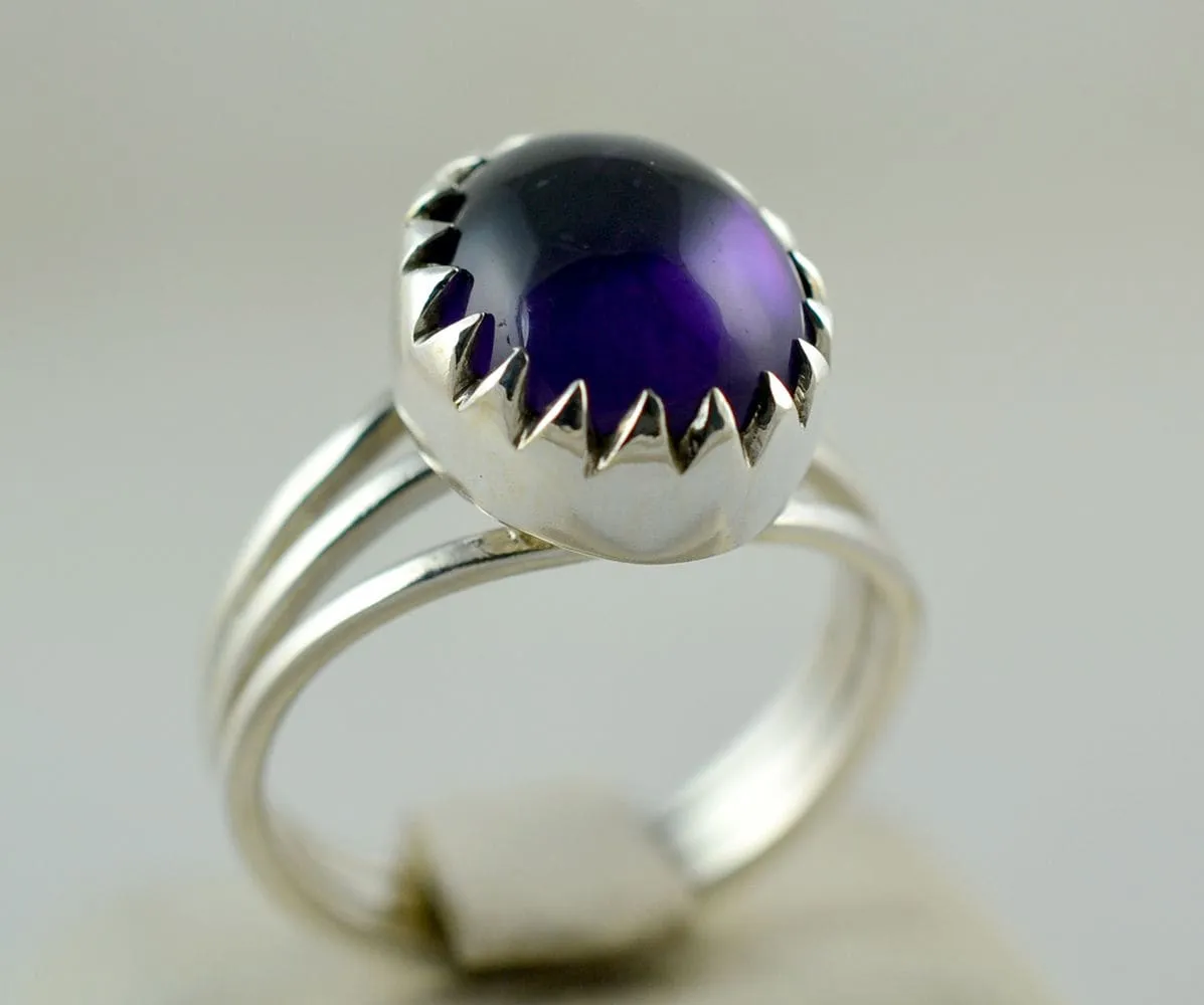 Amethyst Ring ~ Amethyst Silver Ring ~ 925 Solid Sterling Silver ~ Purple Ring ~ Stone Ring ~ Hand Made Ring