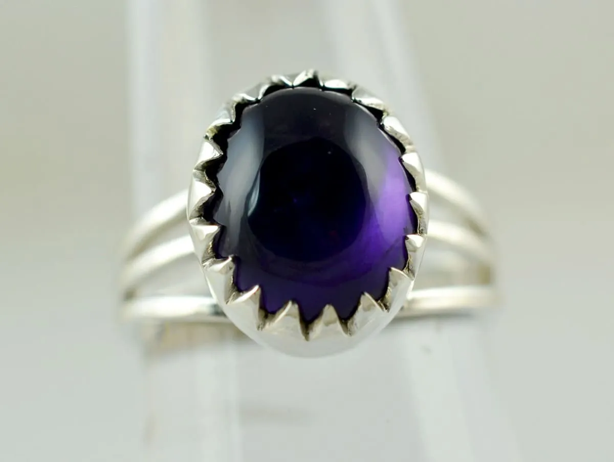 Amethyst Ring ~ Amethyst Silver Ring ~ 925 Solid Sterling Silver ~ Purple Ring ~ Stone Ring ~ Hand Made Ring