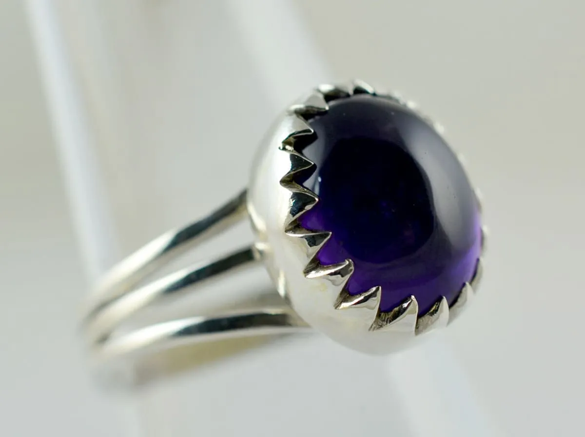 Amethyst Ring ~ Amethyst Silver Ring ~ 925 Solid Sterling Silver ~ Purple Ring ~ Stone Ring ~ Hand Made Ring