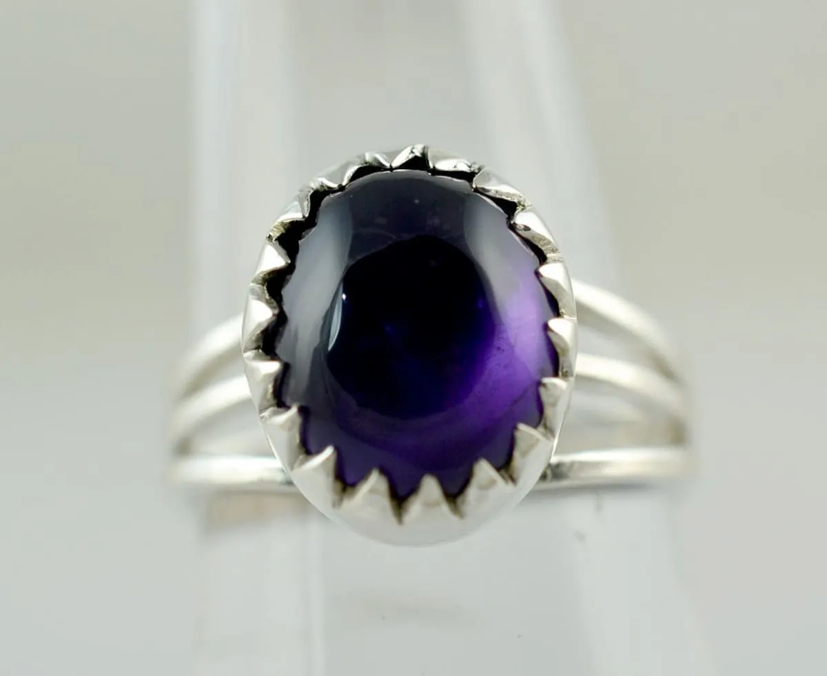 Amethyst Ring ~ Amethyst Silver Ring ~ 925 Solid Sterling Silver ~ Purple Ring ~ Stone Ring ~ Hand Made Ring