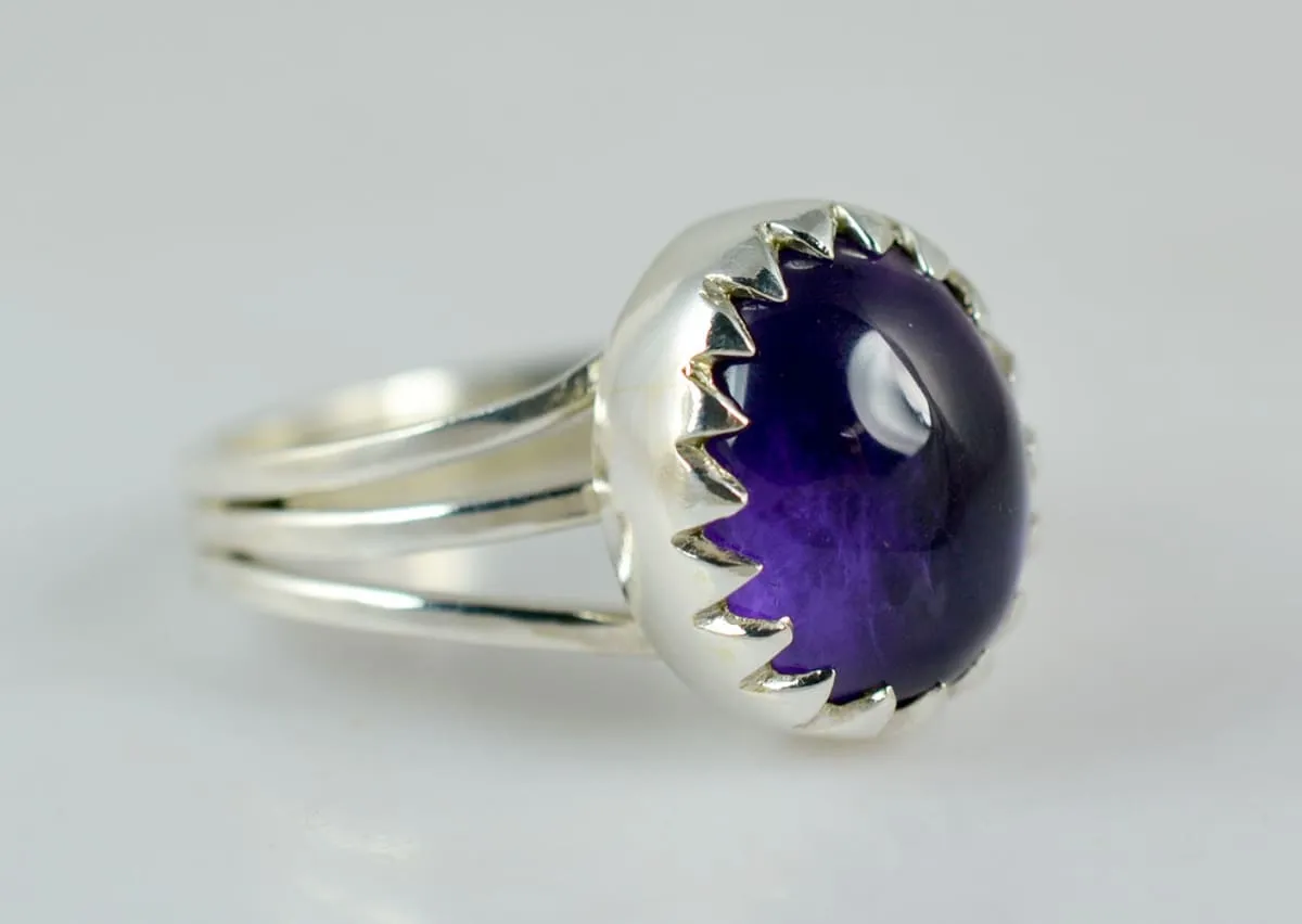 Amethyst Ring ~ Amethyst Silver Ring ~ 925 Solid Sterling Silver ~ Purple Ring ~ Stone Ring ~ Hand Made Ring