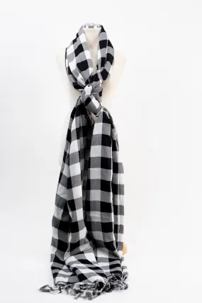 Black and White Plaid Scarf