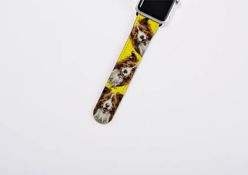 Border Collie Mell Yellow Apple Watch Strap