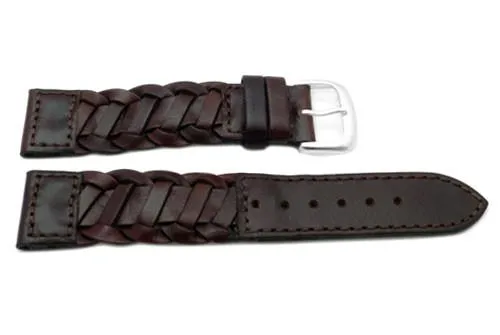 Braided Genuine Smooth Leather Watch Strap