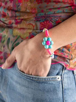 Chunky Daisy Bracelet - Hot Pink