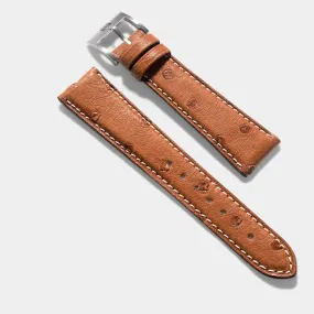 Cognac Brown Ostrich Leather Watch Strap