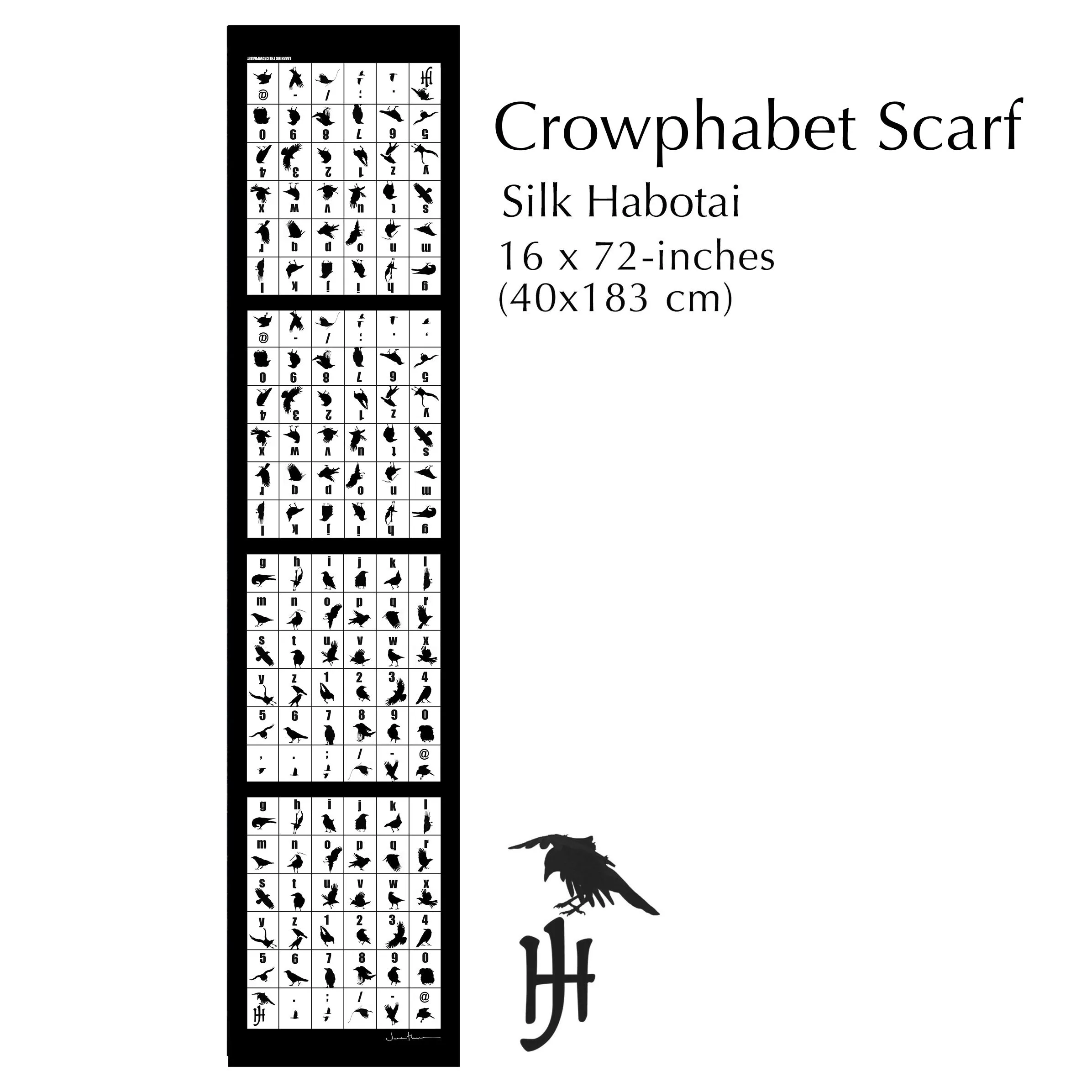 CROWPHABET - Long Silk Scarf - SALE