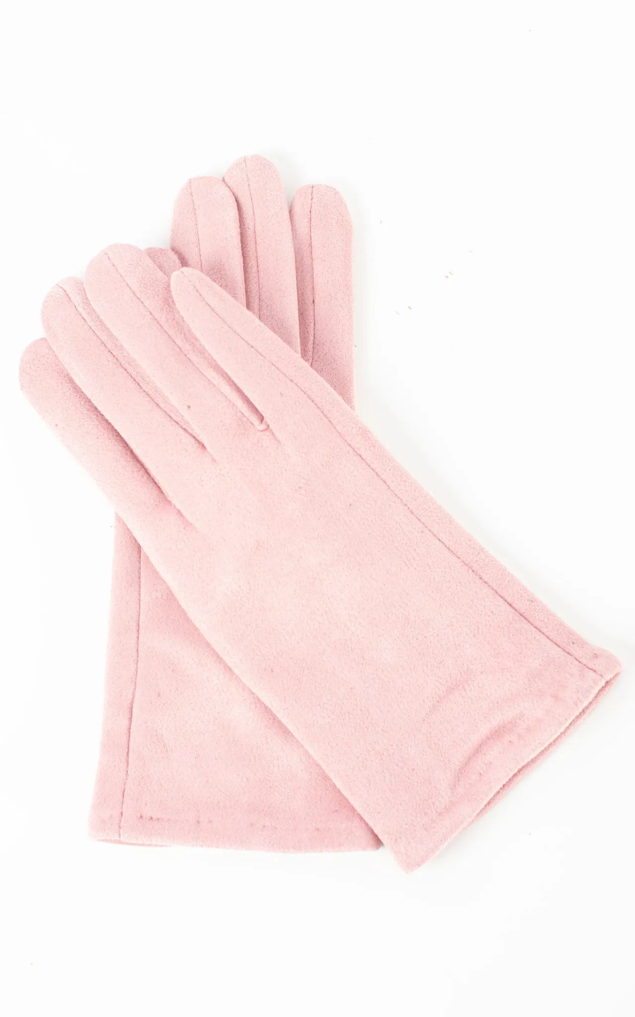 Faux Suede Plain Gloves | Pink