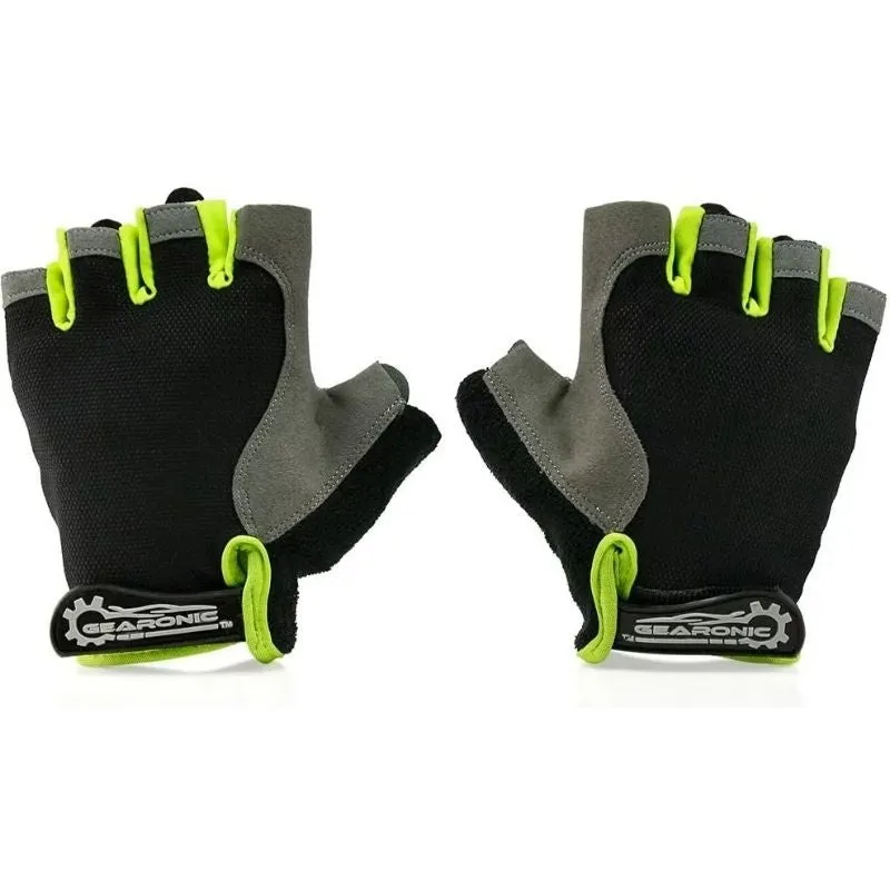 Fingerless cycling gloves for men and women, (green)