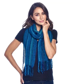 Fringe  Alpaca Scarf - Boucle - Deep Sea