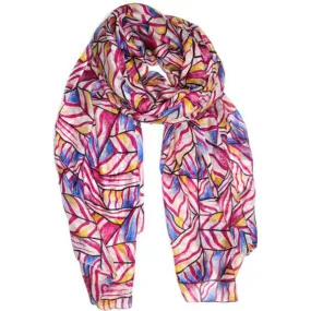 Geometric Leaf Scarf- Pink