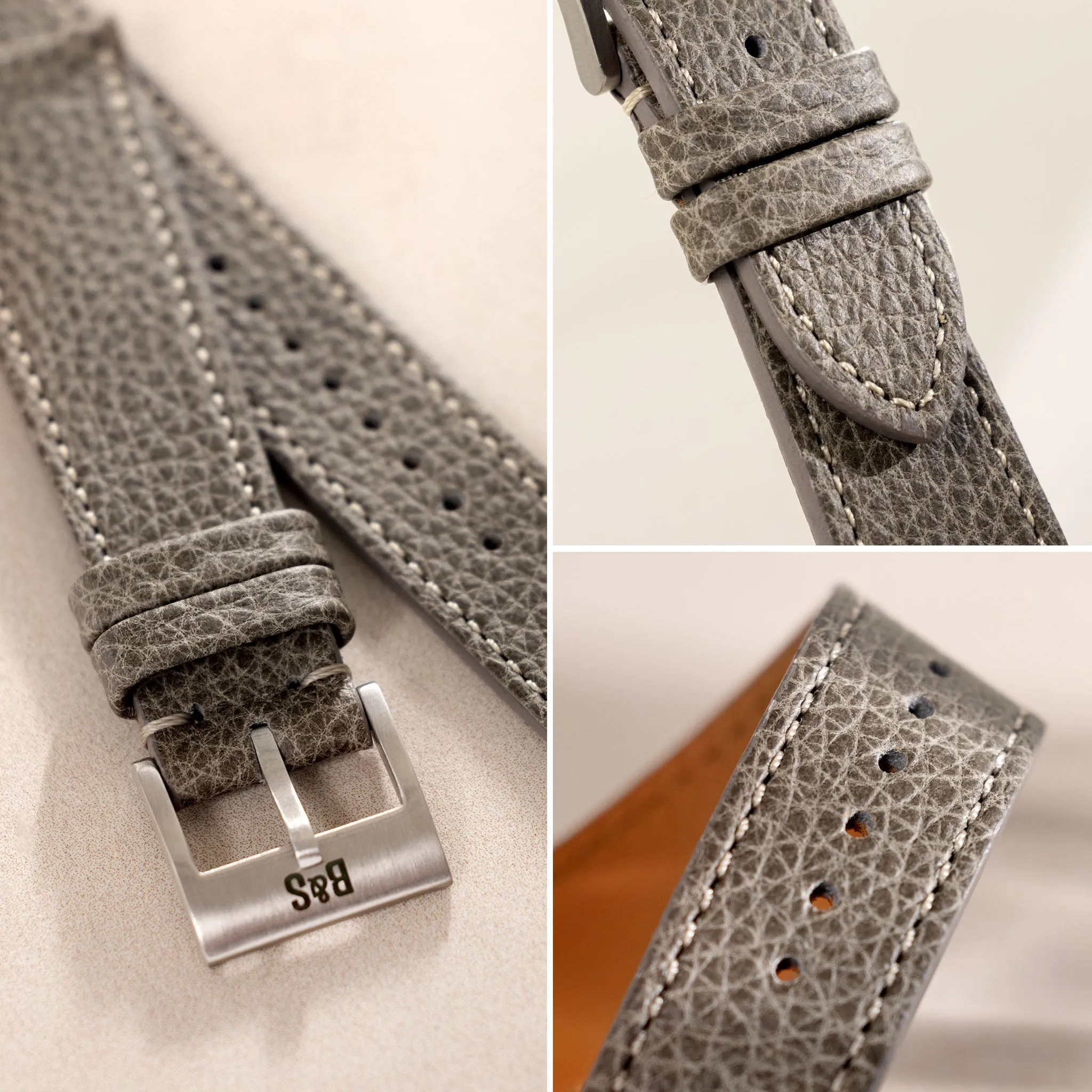 Kansas Grey Leather Watch Strap