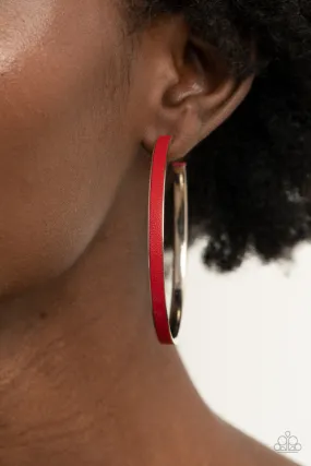 Paparazzi Earring ~ Fearless Flavor - Red Hoop Earring