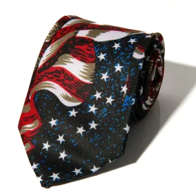 Parquet Mens Necktie With Mini American Flags - Blue - One Size Neck Tie