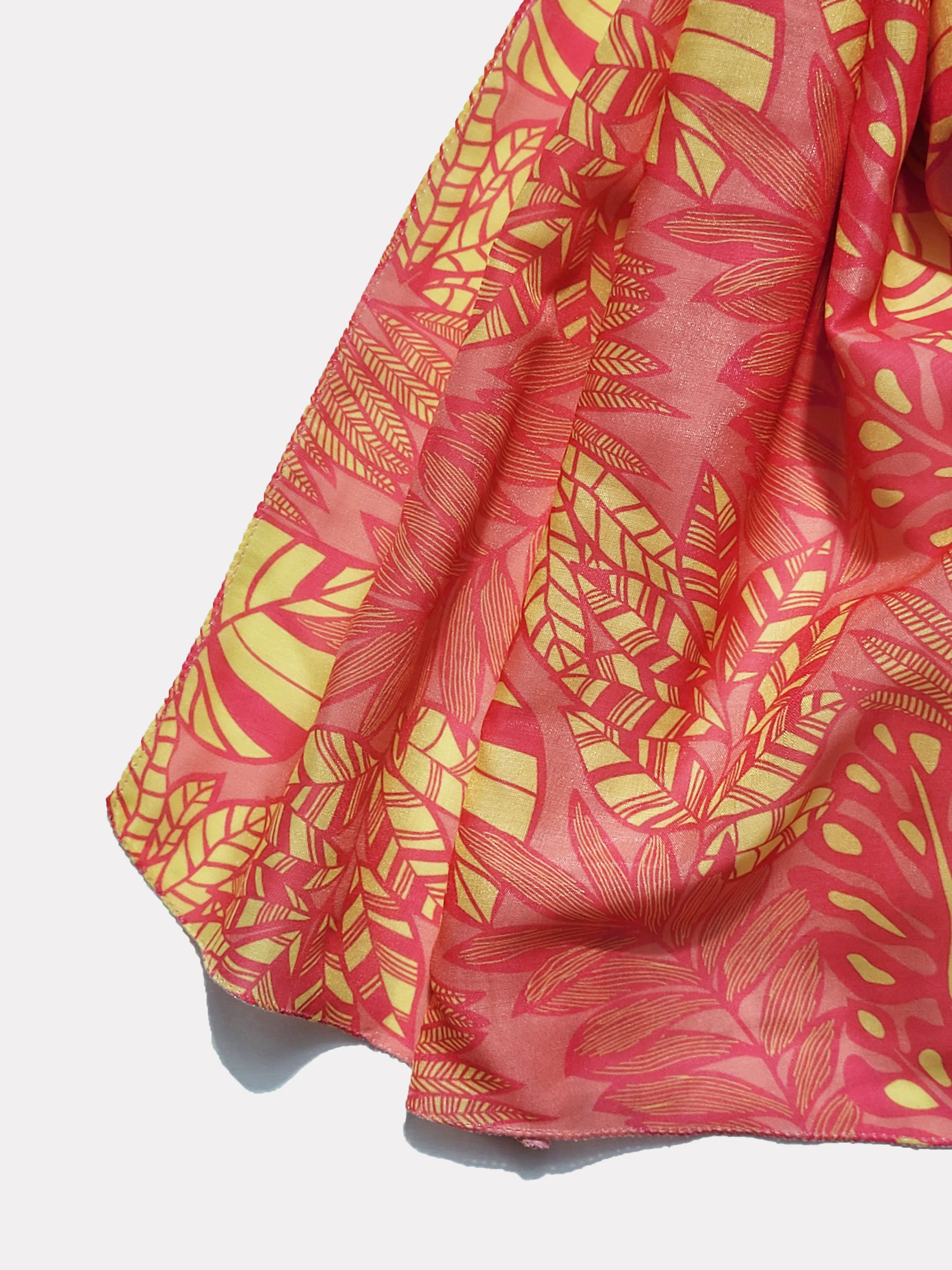 Peach Leafy Printed Cotton Scarf