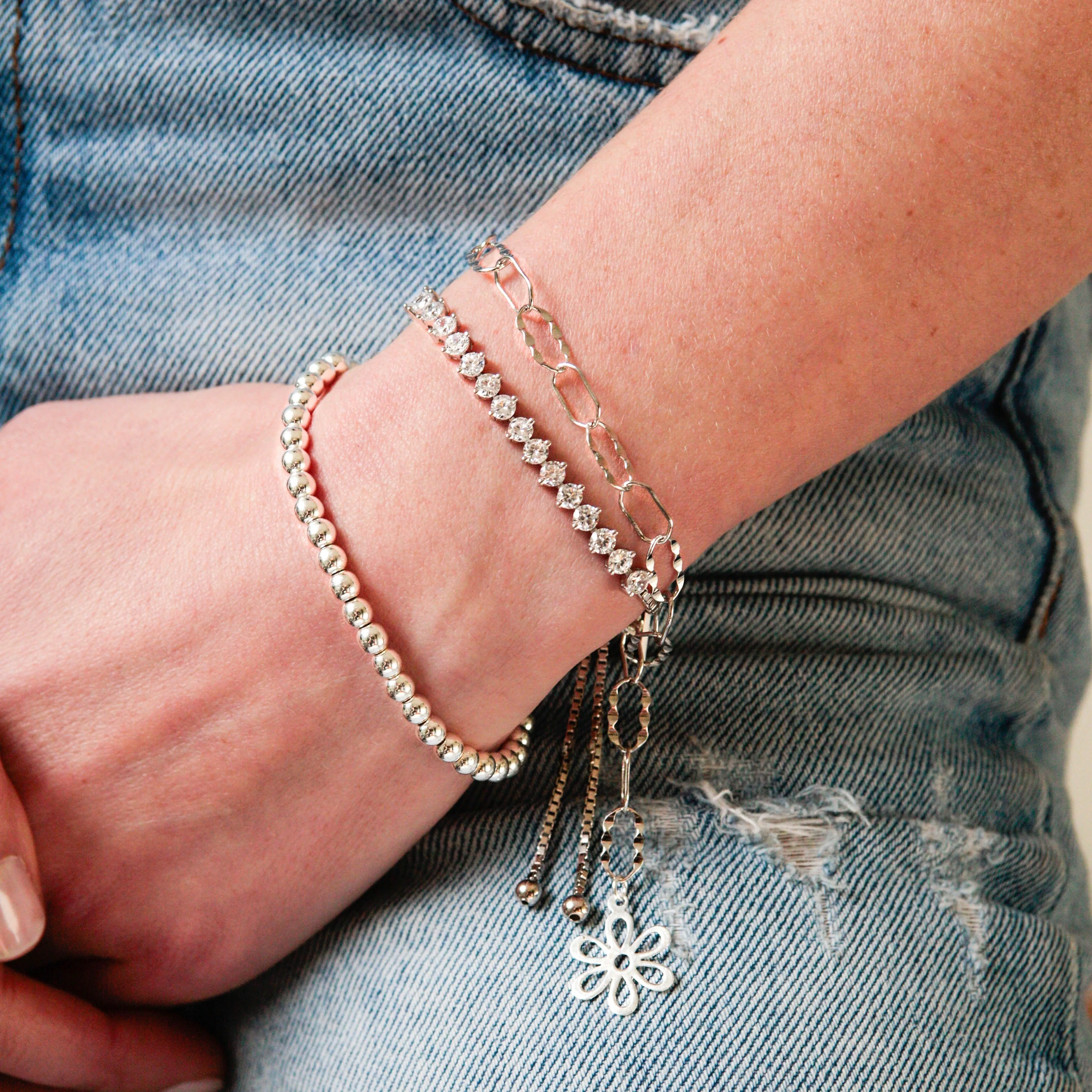 SILVER STAPLE BRACELET