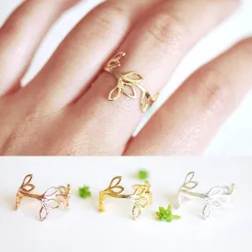 Wholesale Laurel Leaf Ring- Adjustable Ring, Nature Ring, Delicate Ring, Floral Ring, Olive Branch Ring, Dainty Ring, Minimalist Ring, Vine Ring