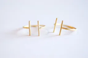 Wholesale Matte Gold Parallel Bar Ring- 925 Bar Adjustable Ring, Stacking Ring, Midi Ring, Line Ring, Minimalist Ring, Cuff Ring, Two Bar Ring, Ring